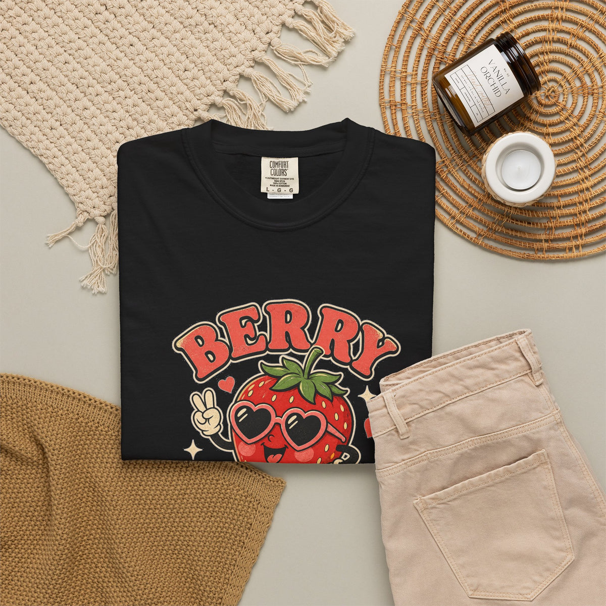 T-shirt rétro humour baies « Berry Happy Today »