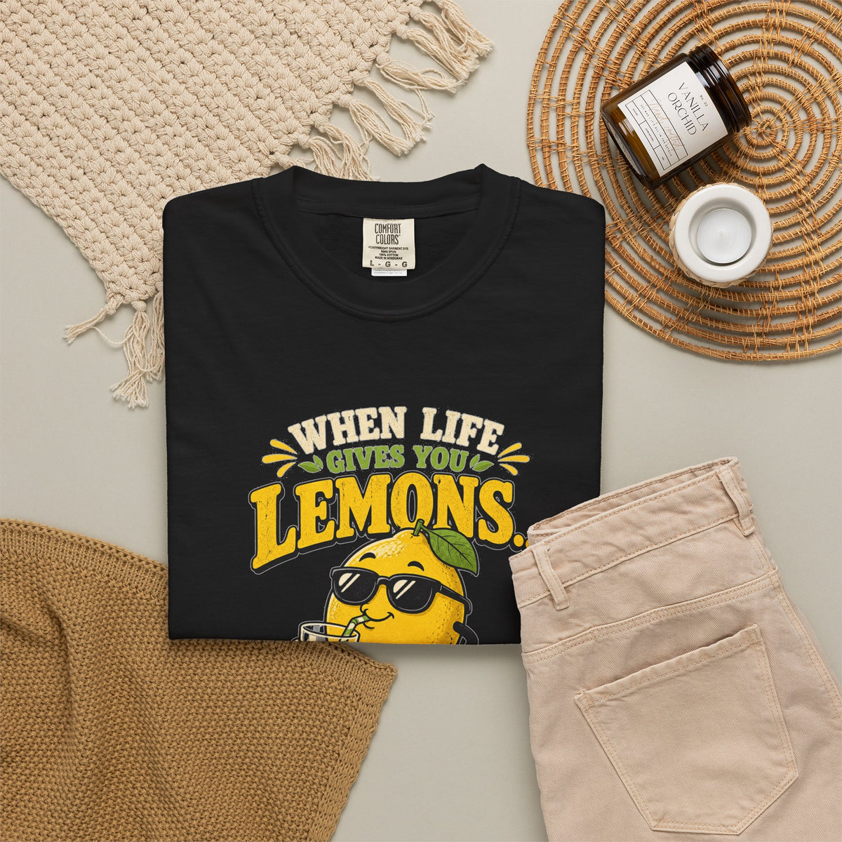 T-shirt rétro humour citron « When Life Gives You Lemons »