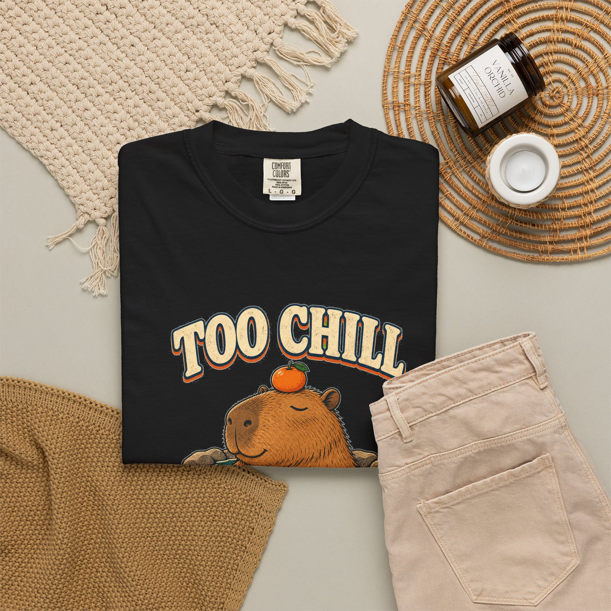 T-shirt rétro humour « Too Chill to Care »
