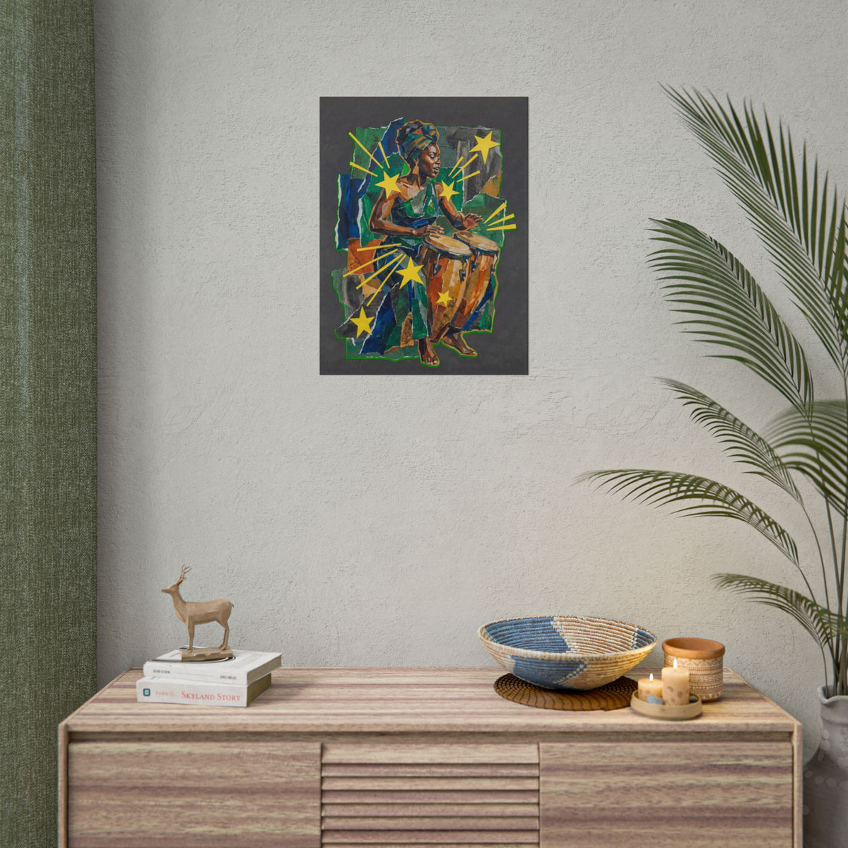 Affiche art mural « Batteuse en collage »