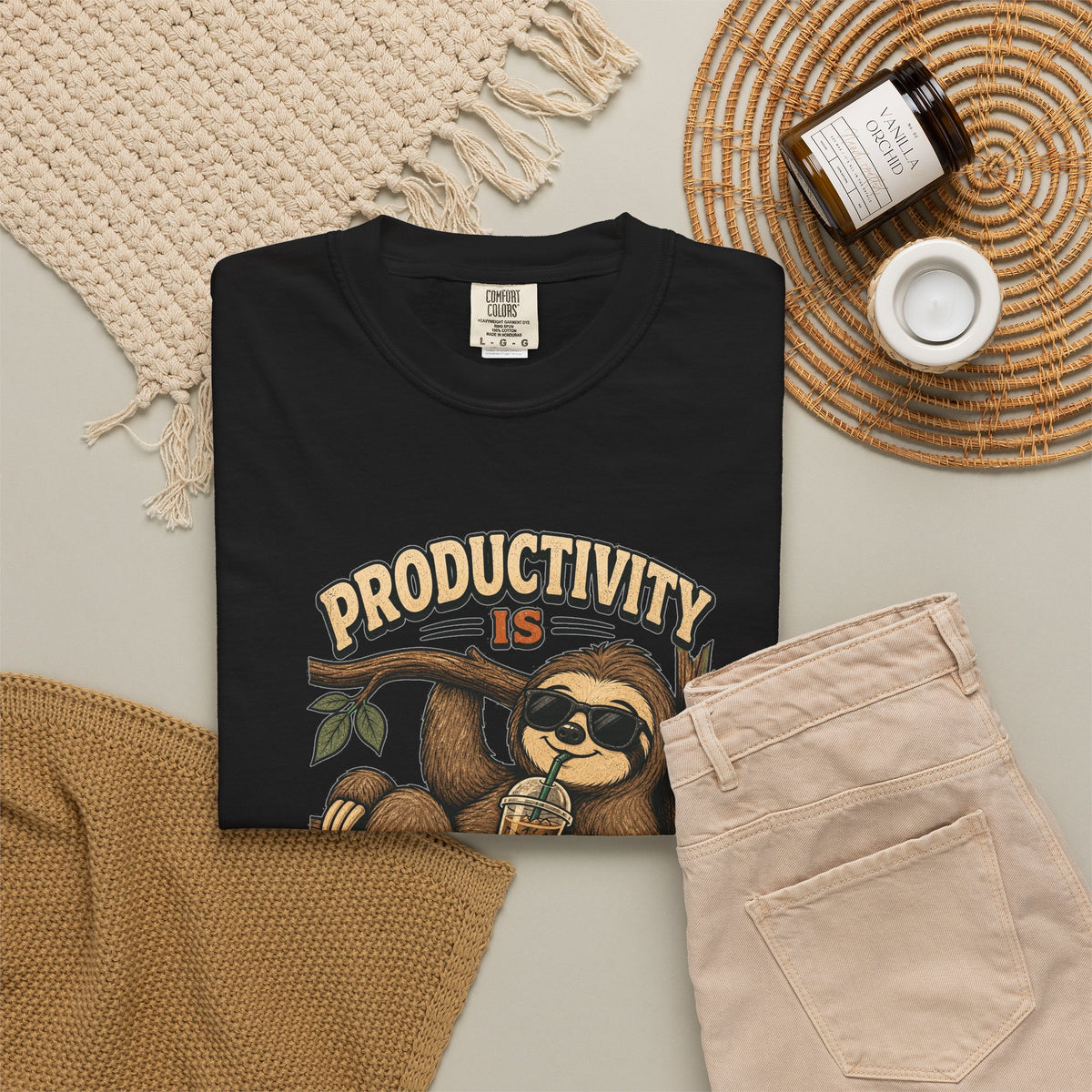 T-shirt rétro humour « Productivity Is Overrated »