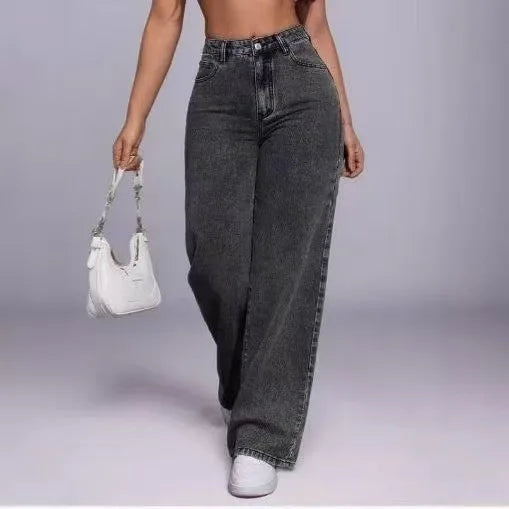Jeans baggy à jambe large et droite – Femme