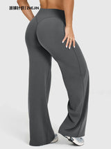 Legging évasé gainant gris, porté, vue de dos