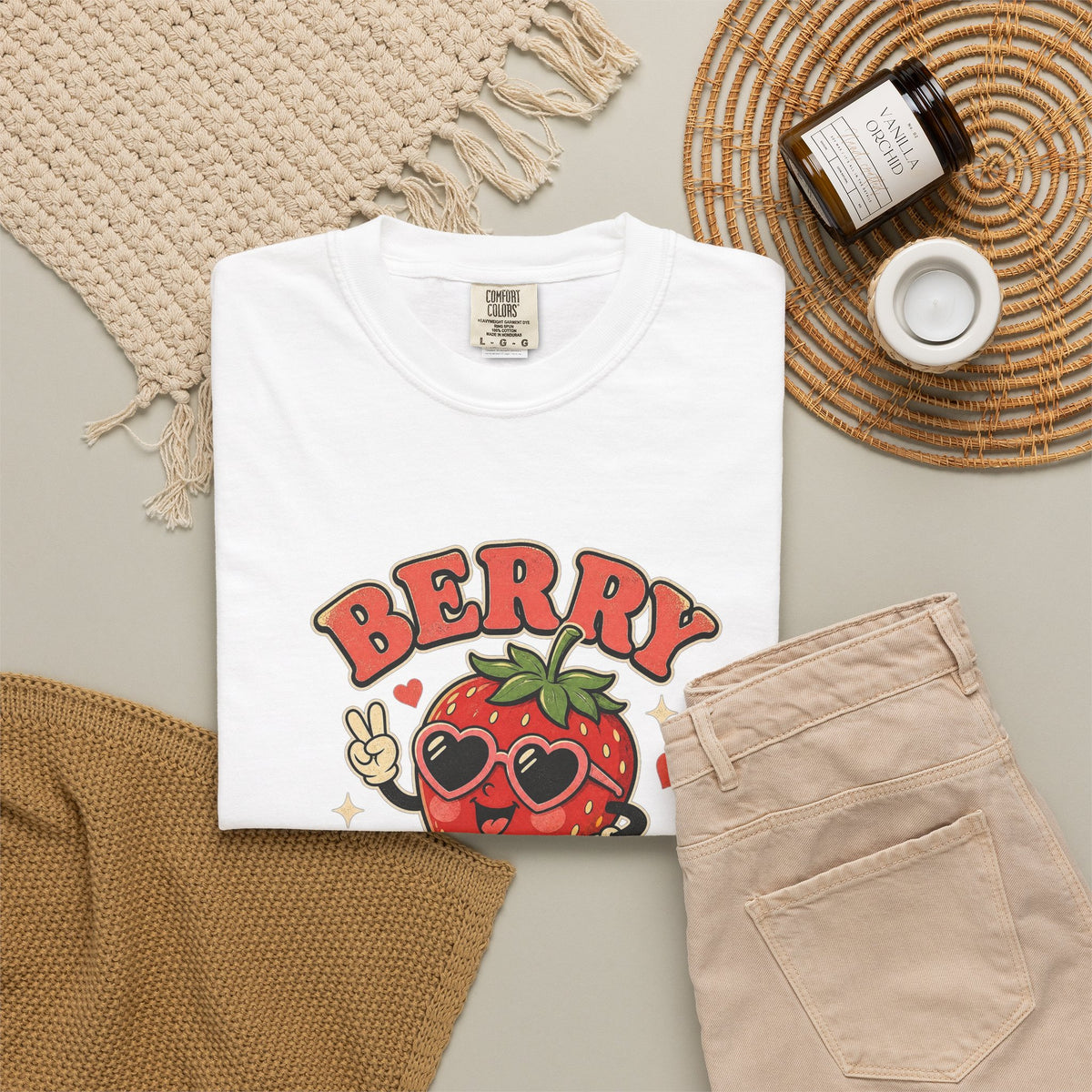 T-shirt rétro humour baies « Berry Happy Today »