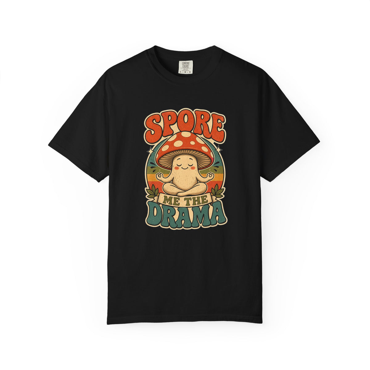T-shirt rétro humour champignon « Spore Me the Drama »