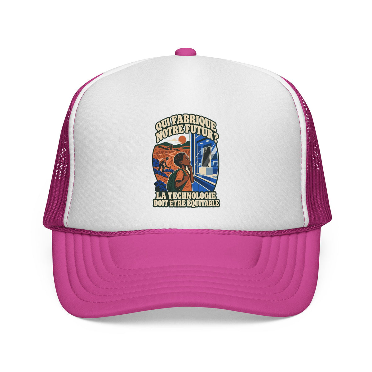 Casquette trucker message social « Qui fabrique notre futur? »