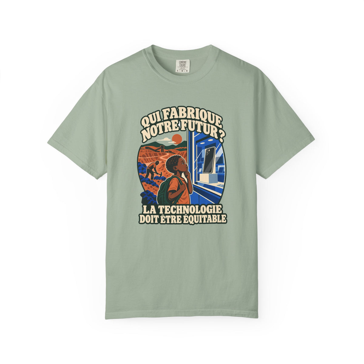 T-shirt message social « Qui fabrique notre futur? »