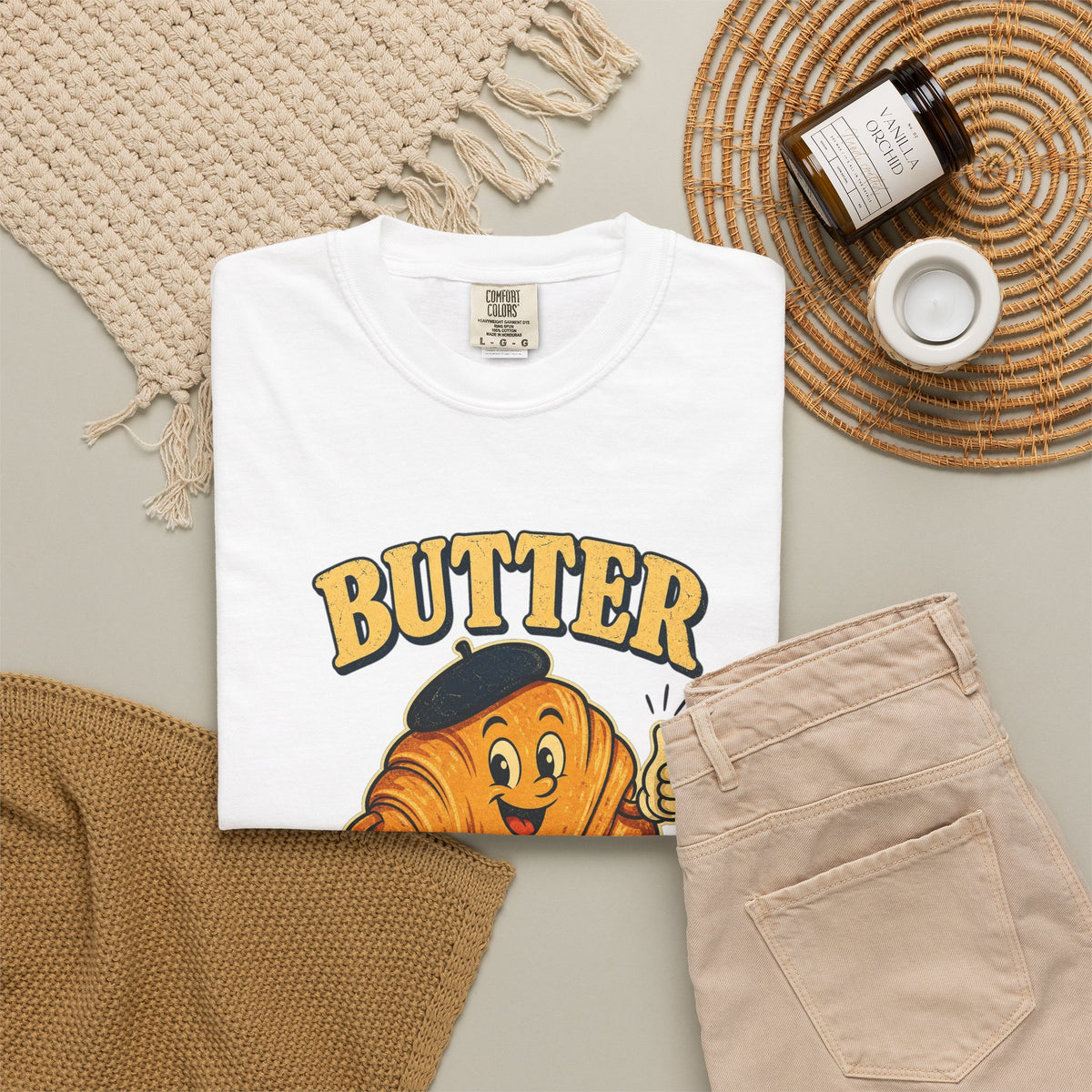 T-shirt rétro humour beurre « Butter Believe It »
