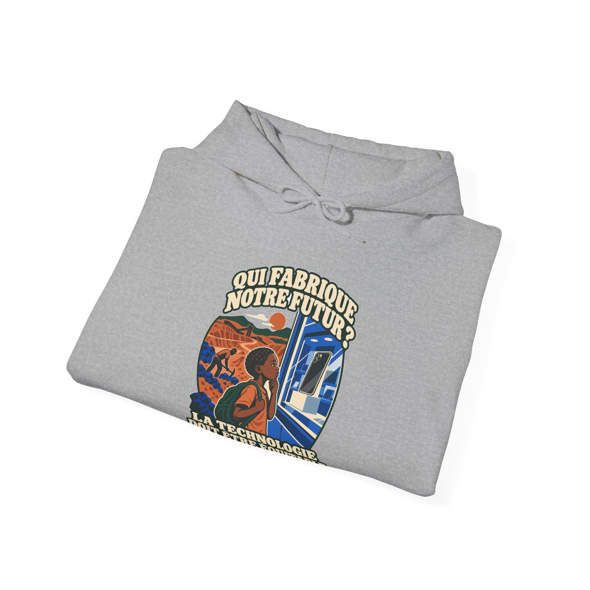 Hoodie message social « Qui fabrique notre futur? »