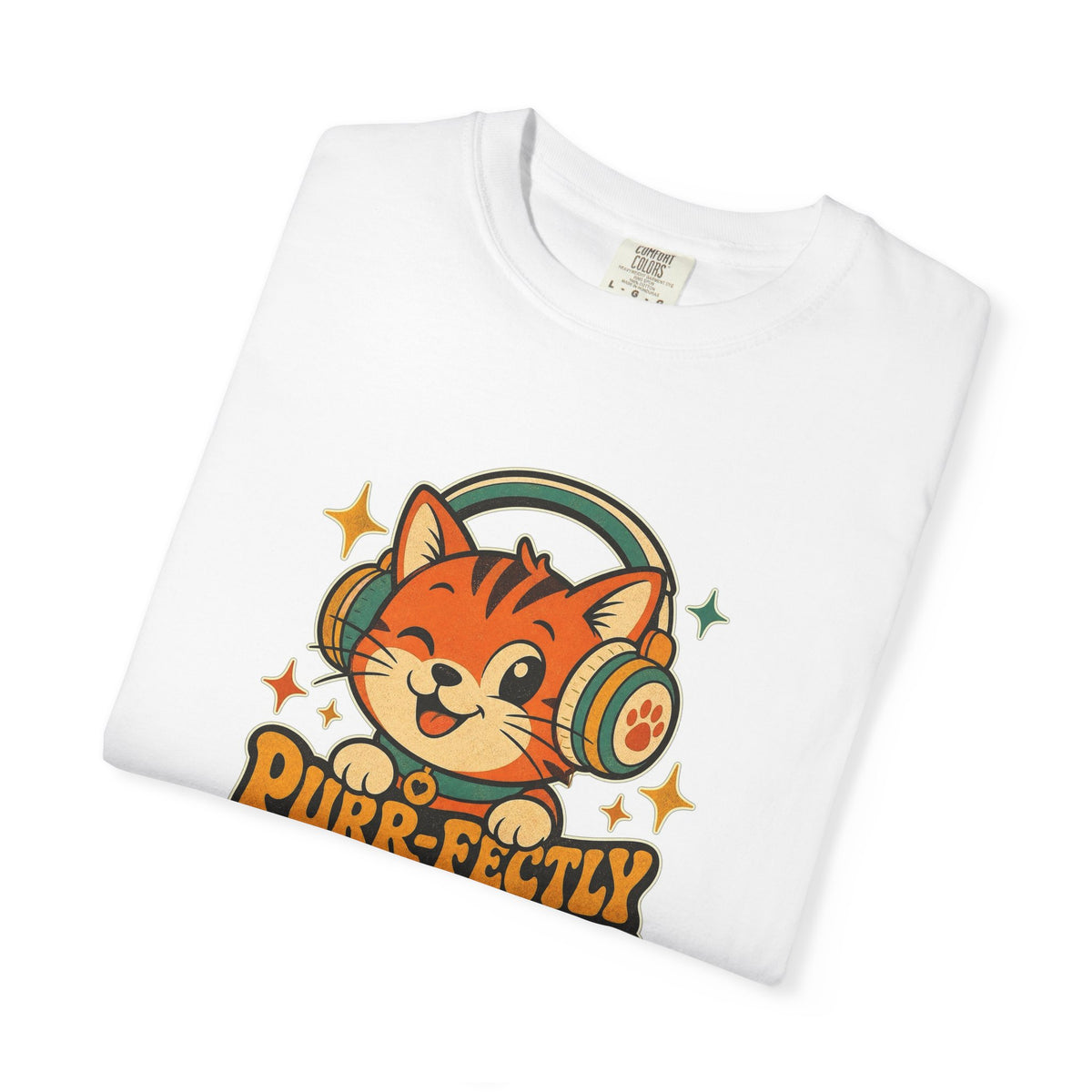 T-shirt rétro humour chat « Purr-fectly Awesome »