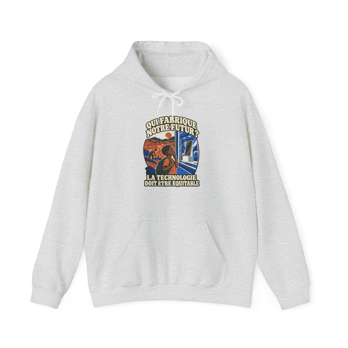 Hoodie message social « Qui fabrique notre futur? »