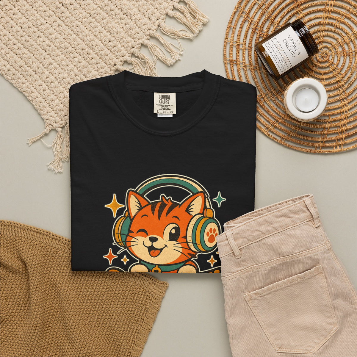 T-shirt rétro humour chat « Purr-fectly Awesome »