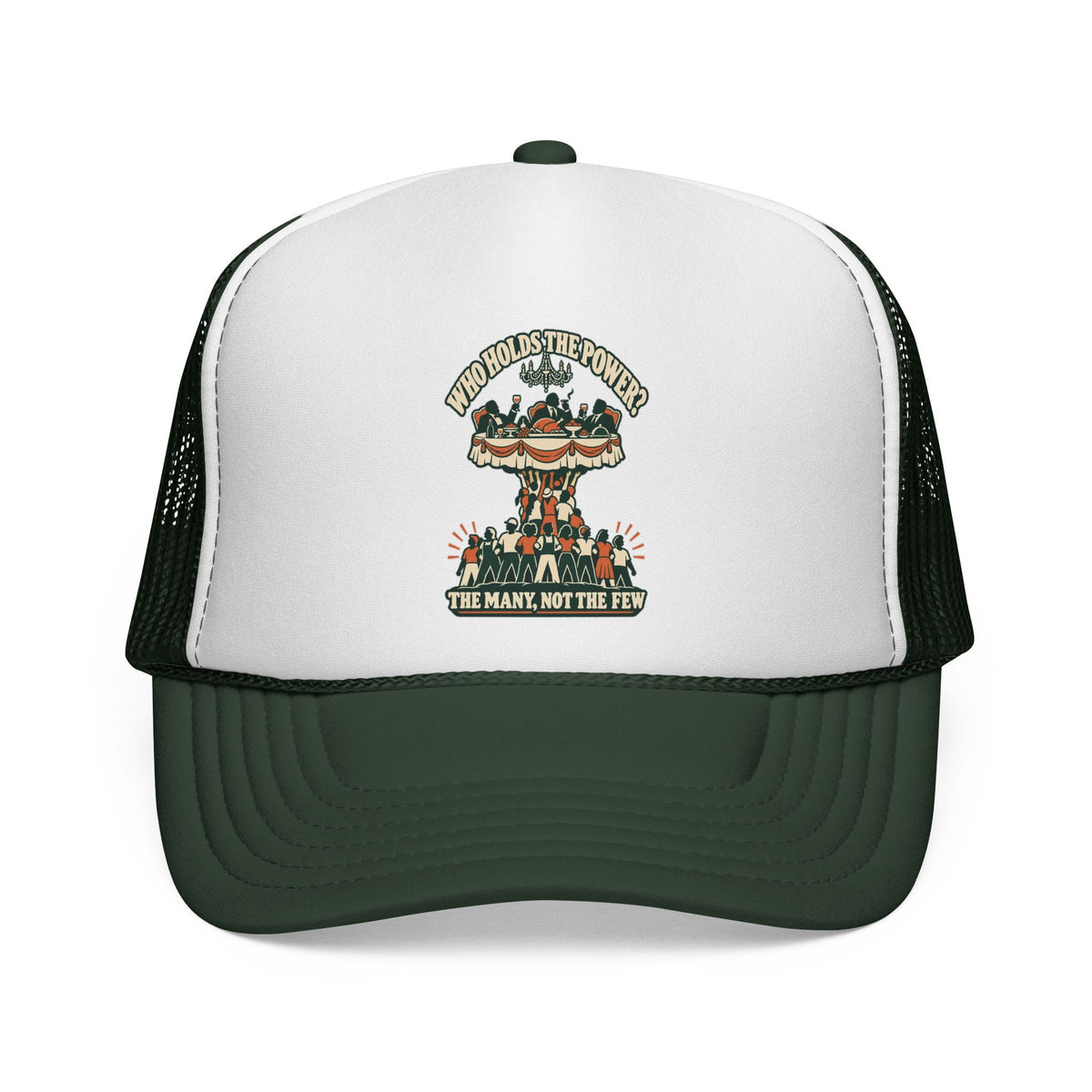 Casquette trucker message social « Who Holds the Power? »