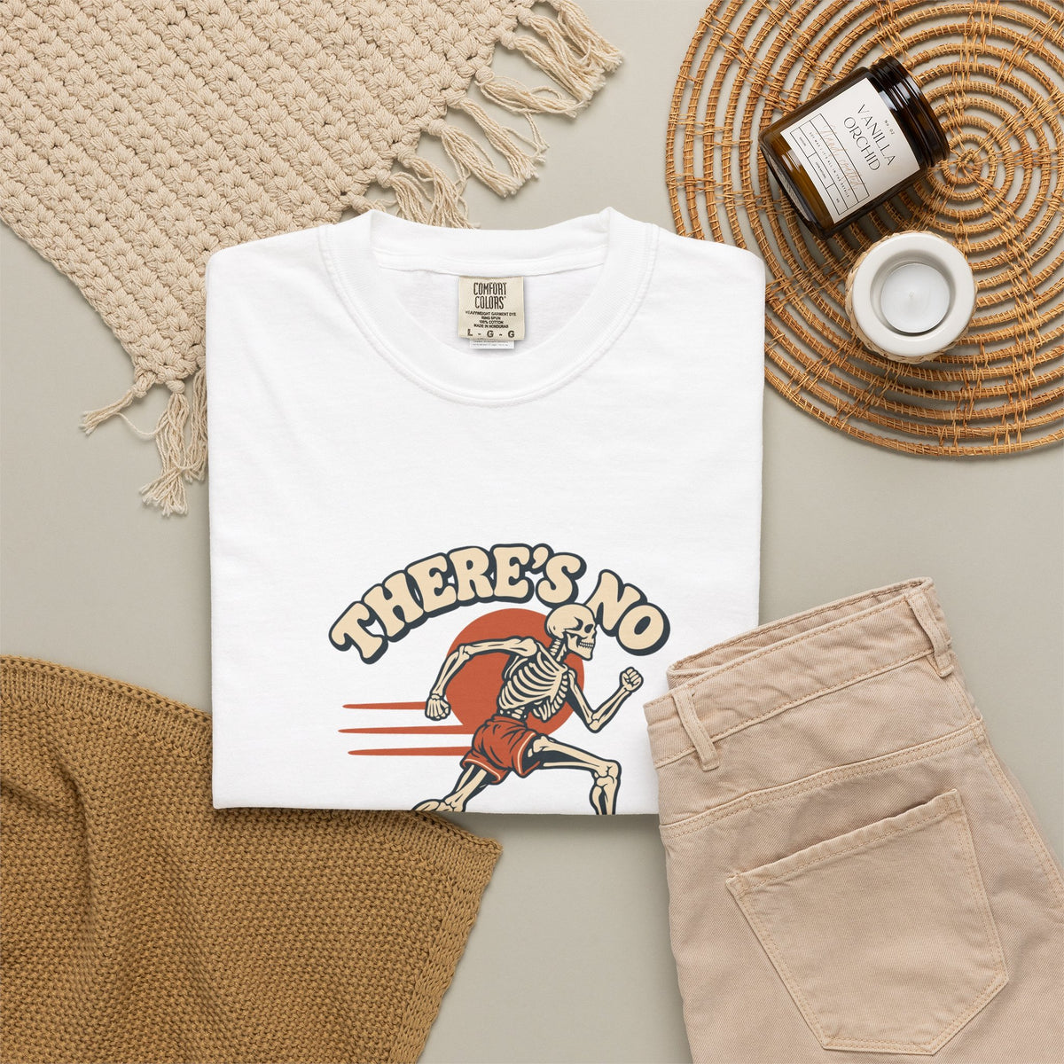 T-shirt course à pied rétro « Squelette »