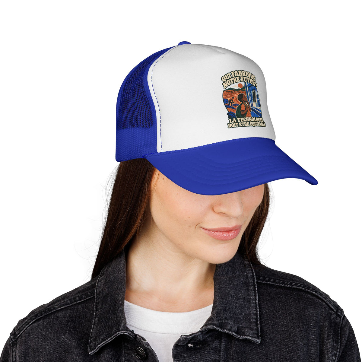 Casquette trucker message social « Qui fabrique notre futur? »