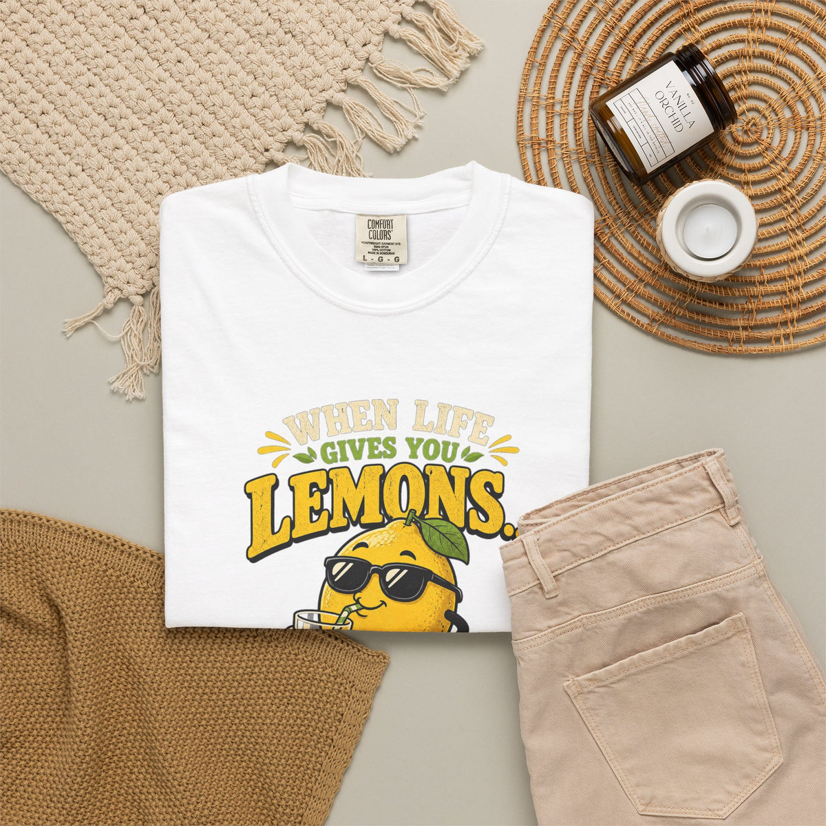 T-shirt rétro humour citron « When Life Gives You Lemons »