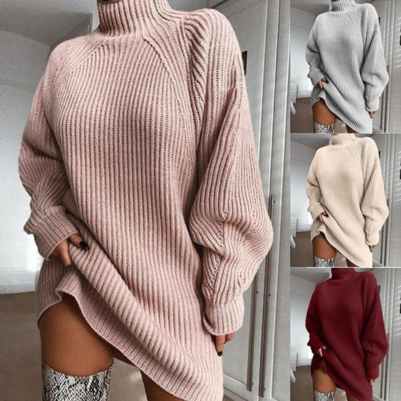 Robe pull col roulé, plusieurs coloris portés, vue de face