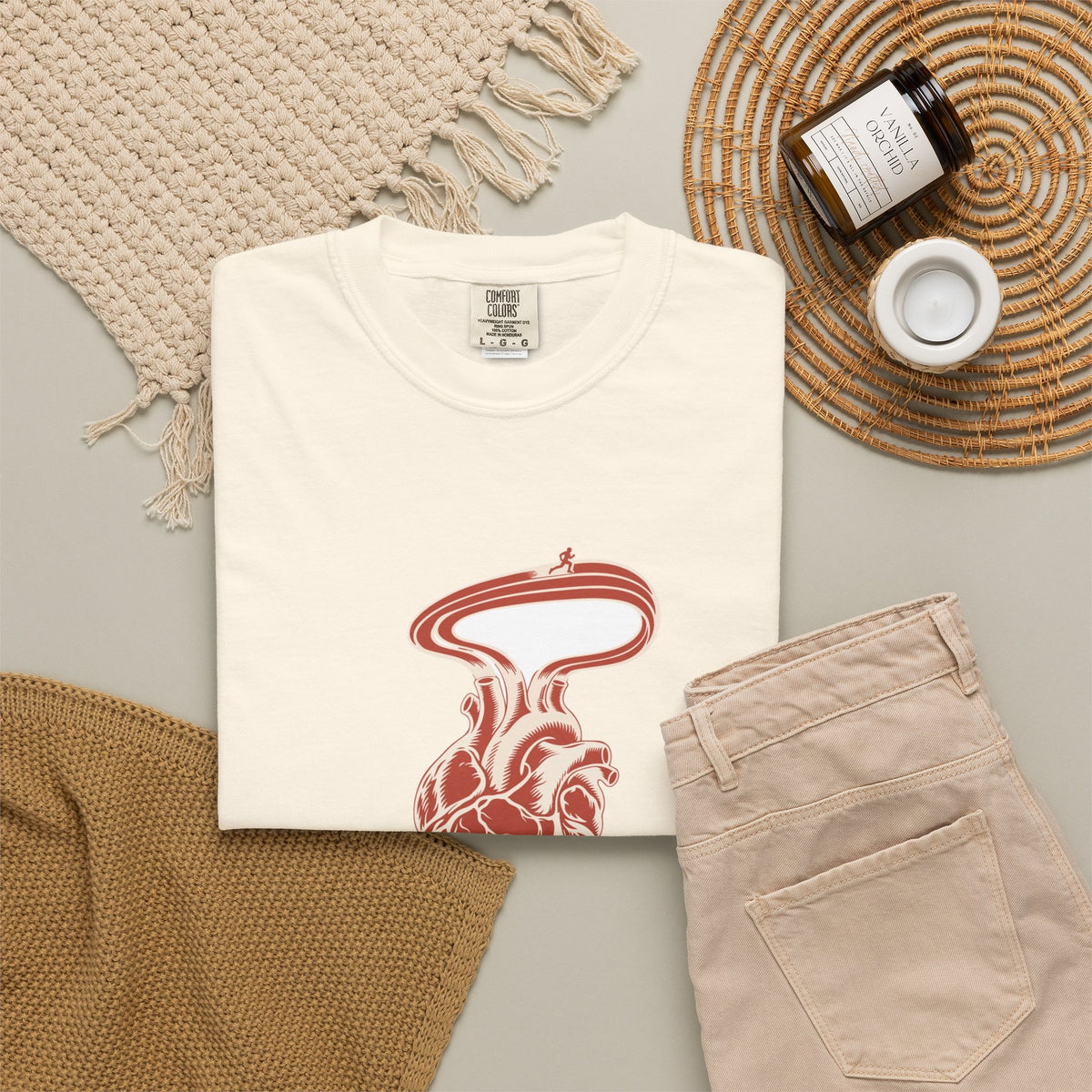 T-shirt course à pied rétro « Cœur de Piste »
