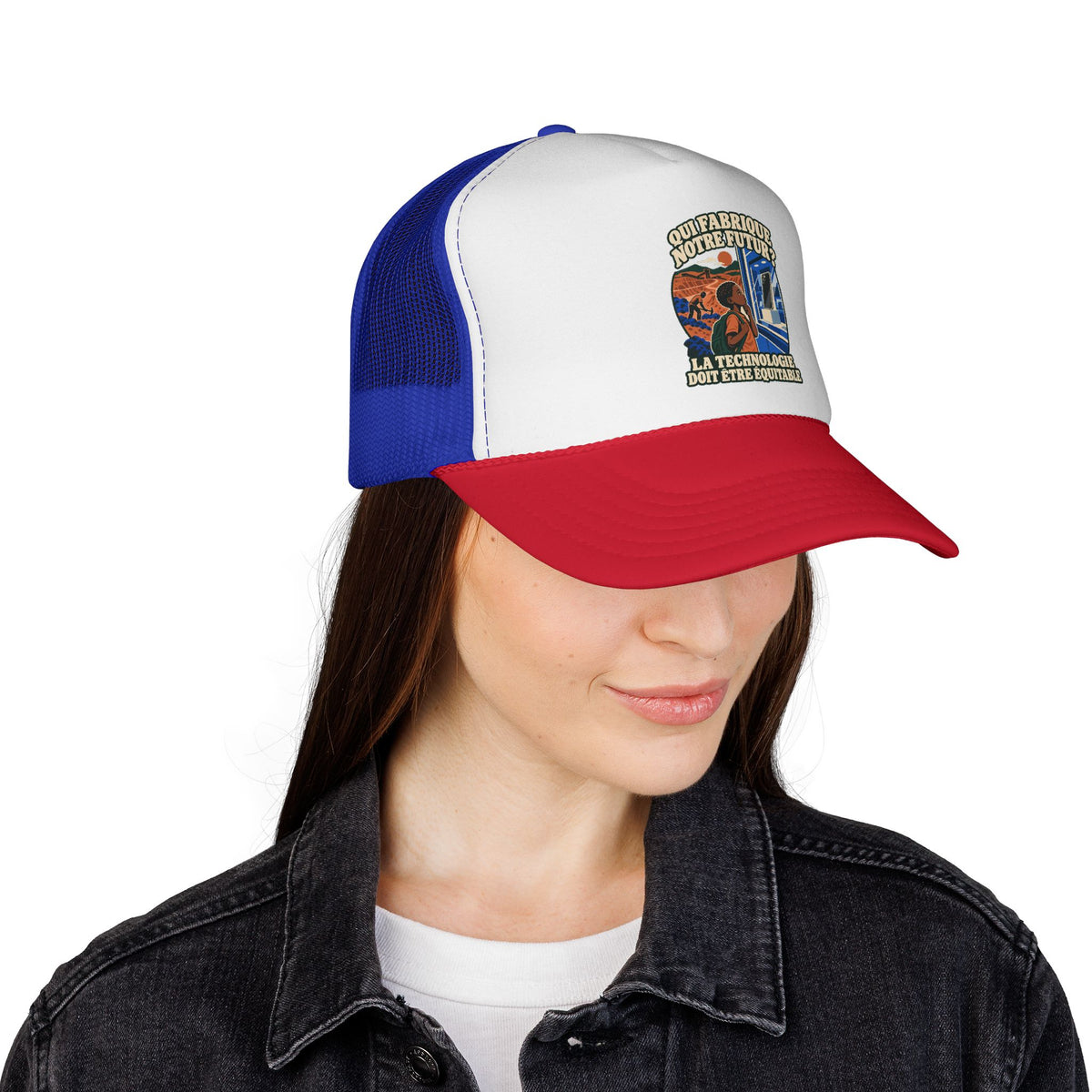 Casquette trucker message social « Qui fabrique notre futur? »