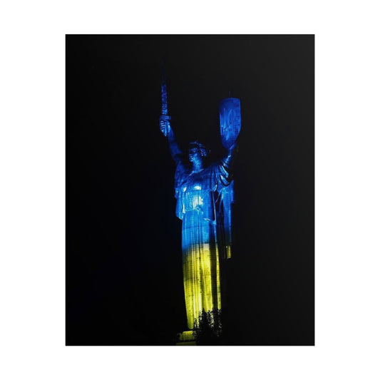 Affiche « Statue de Kyiv en bleu et jaune »