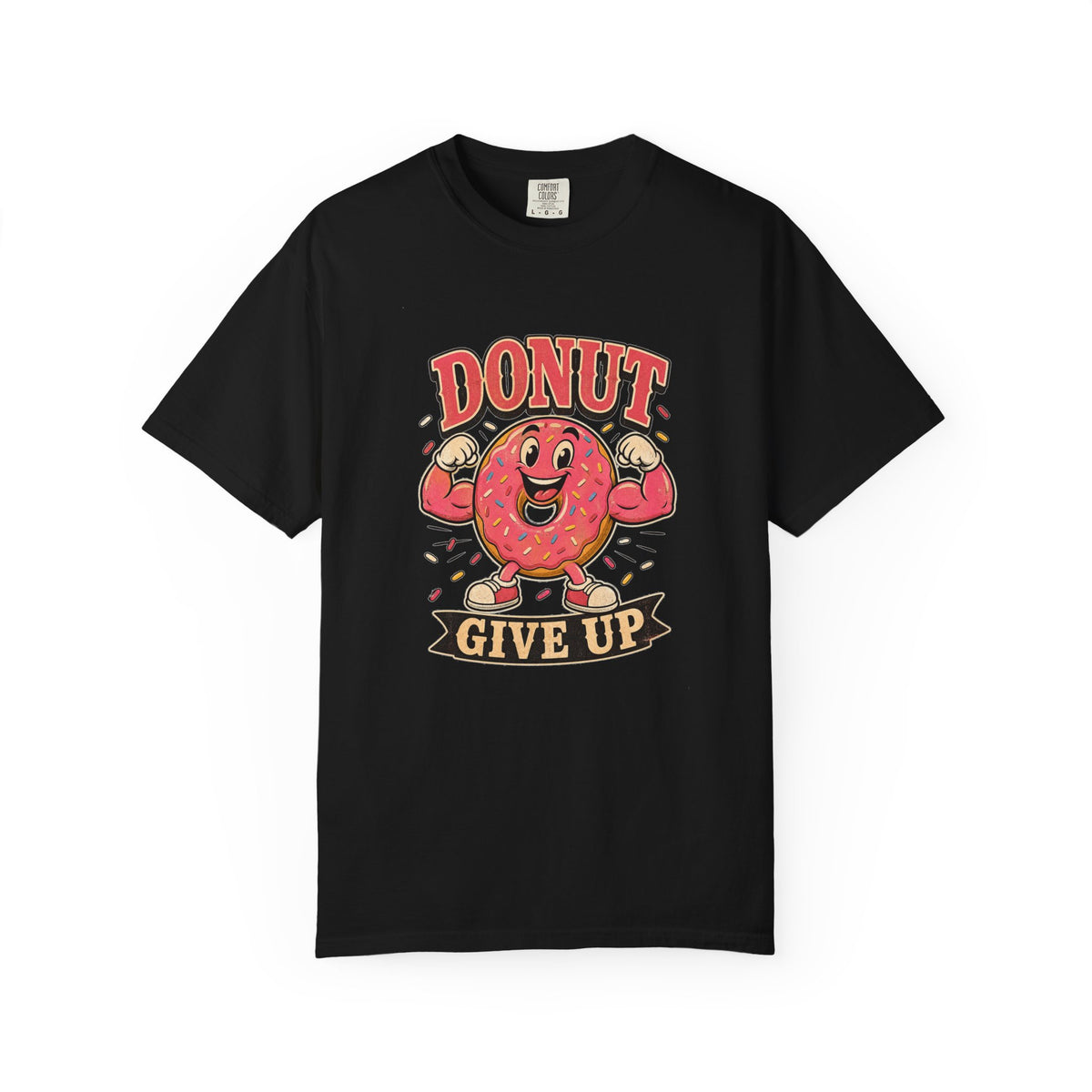T-shirt rétro humour beigne « Donut Give Up »
