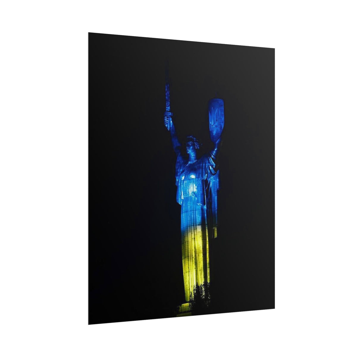 Affiche art mural « Statue de Kyiv en bleu et jaune »