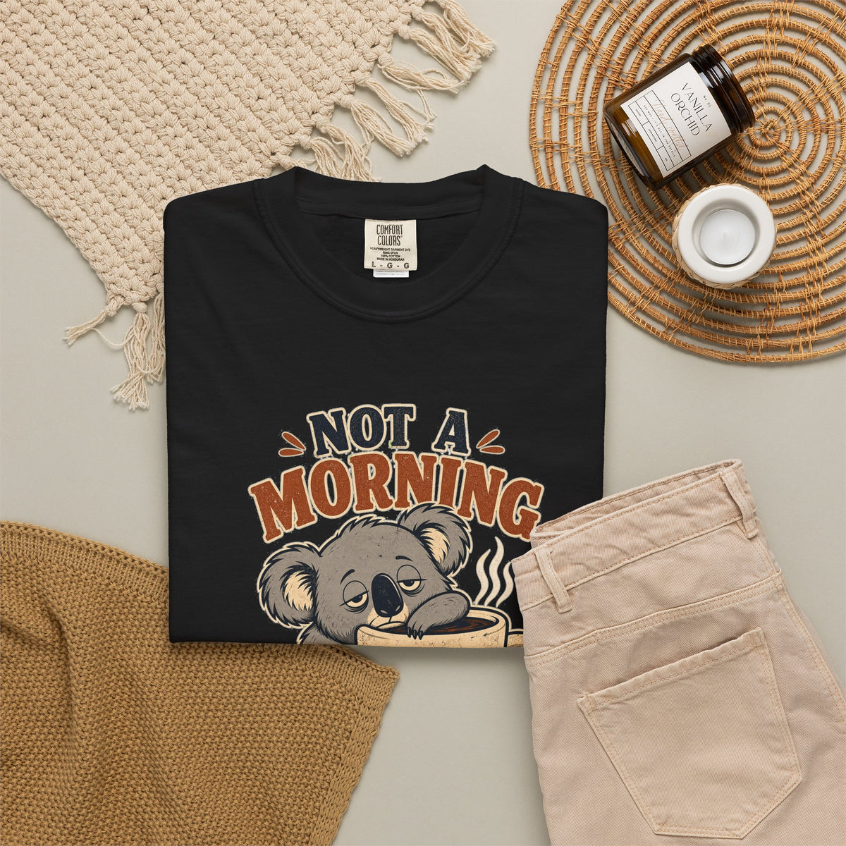 T-shirt rétro humour koala « Not a Morning Koala »