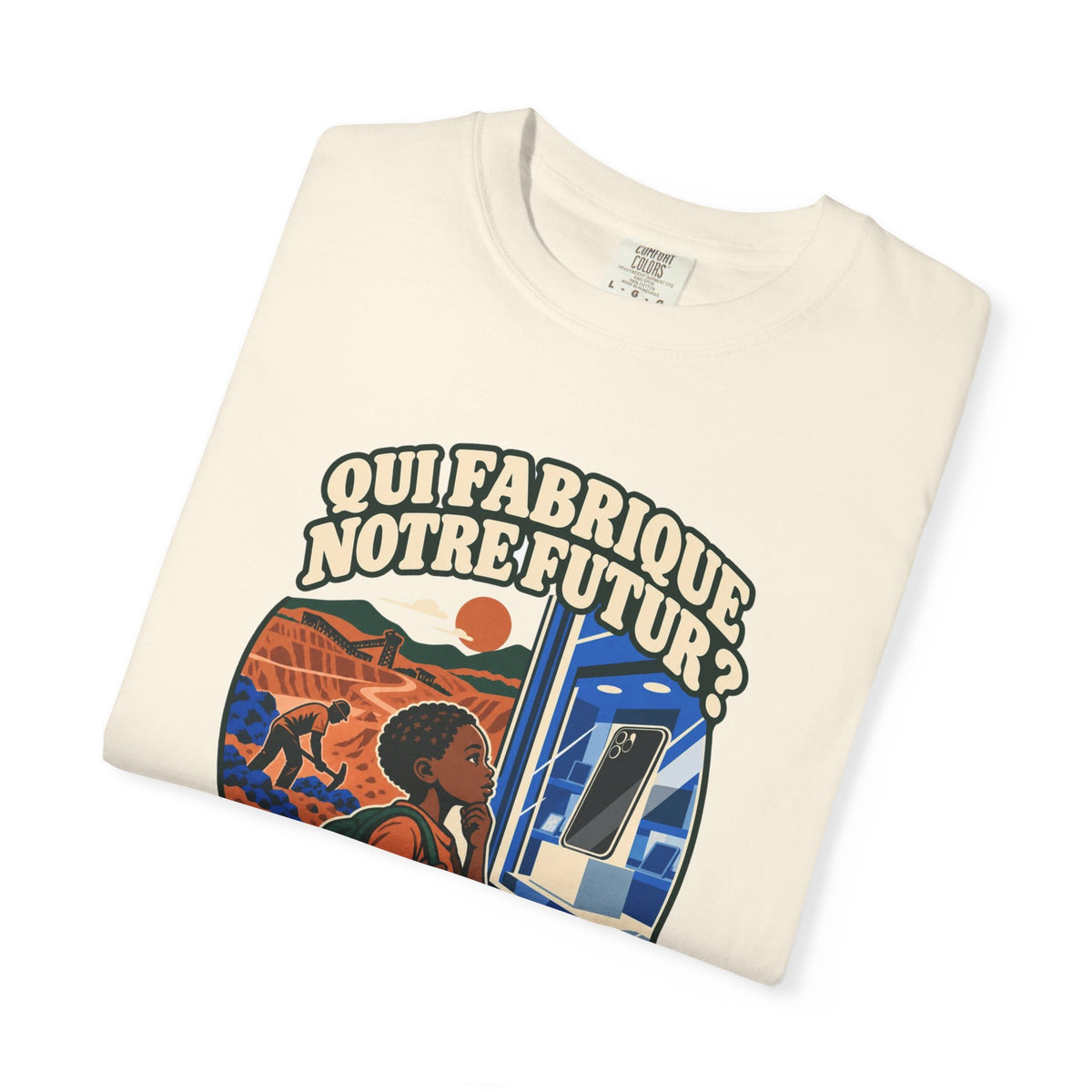 T-shirt message social « Qui fabrique notre futur? »