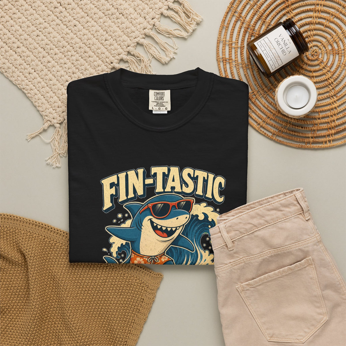 T-shirt rétro humour poisson « Fin-tastic Vibes Only »
