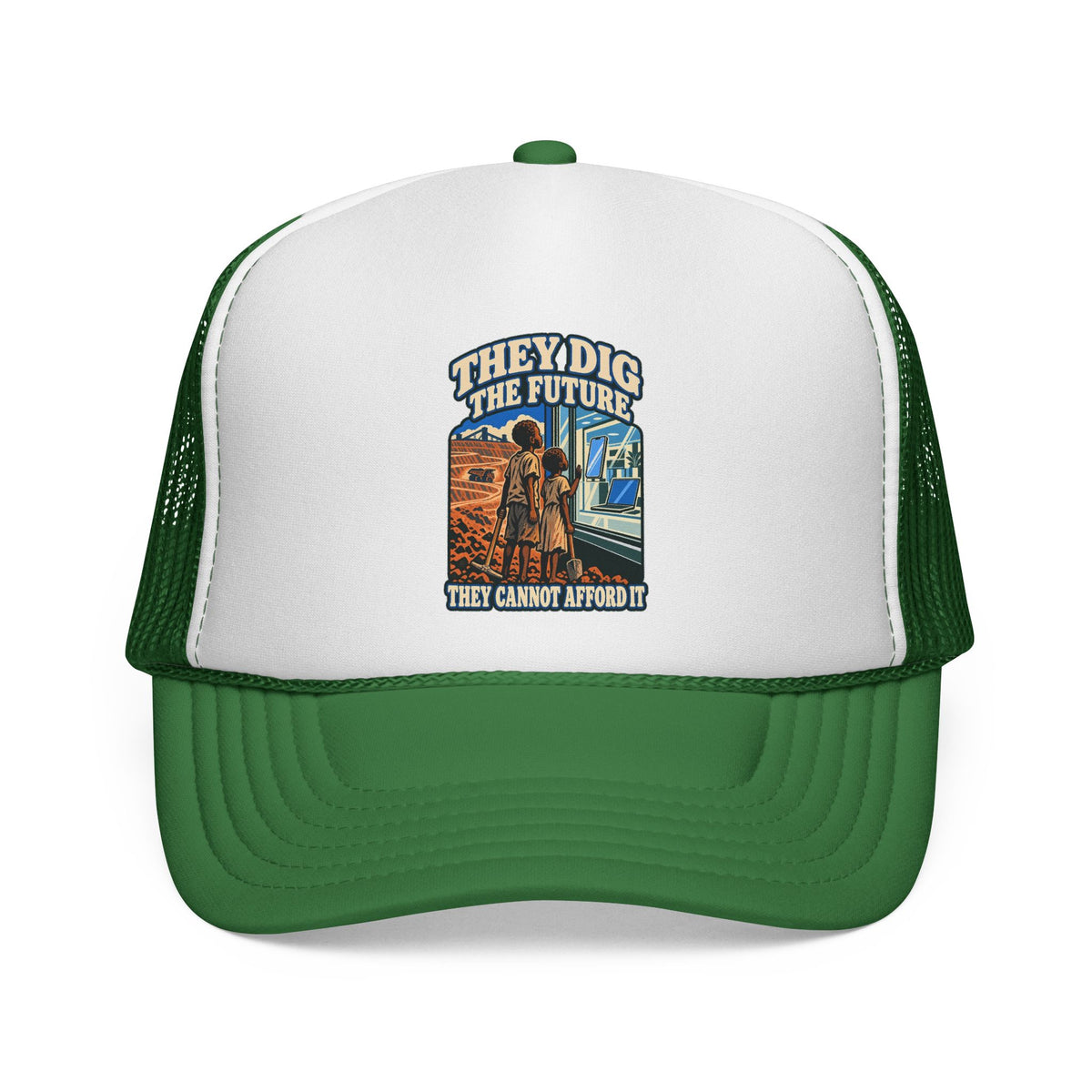 Casquette trucker message social « They Dig the Future »