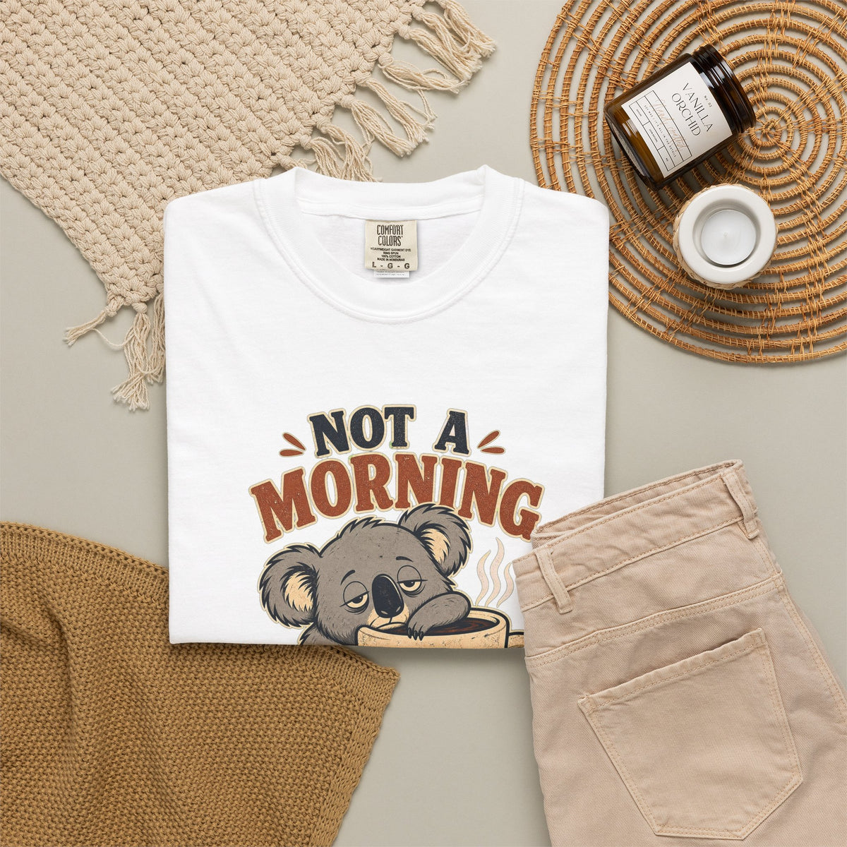 T-shirt rétro humour koala « Not a Morning Koala »