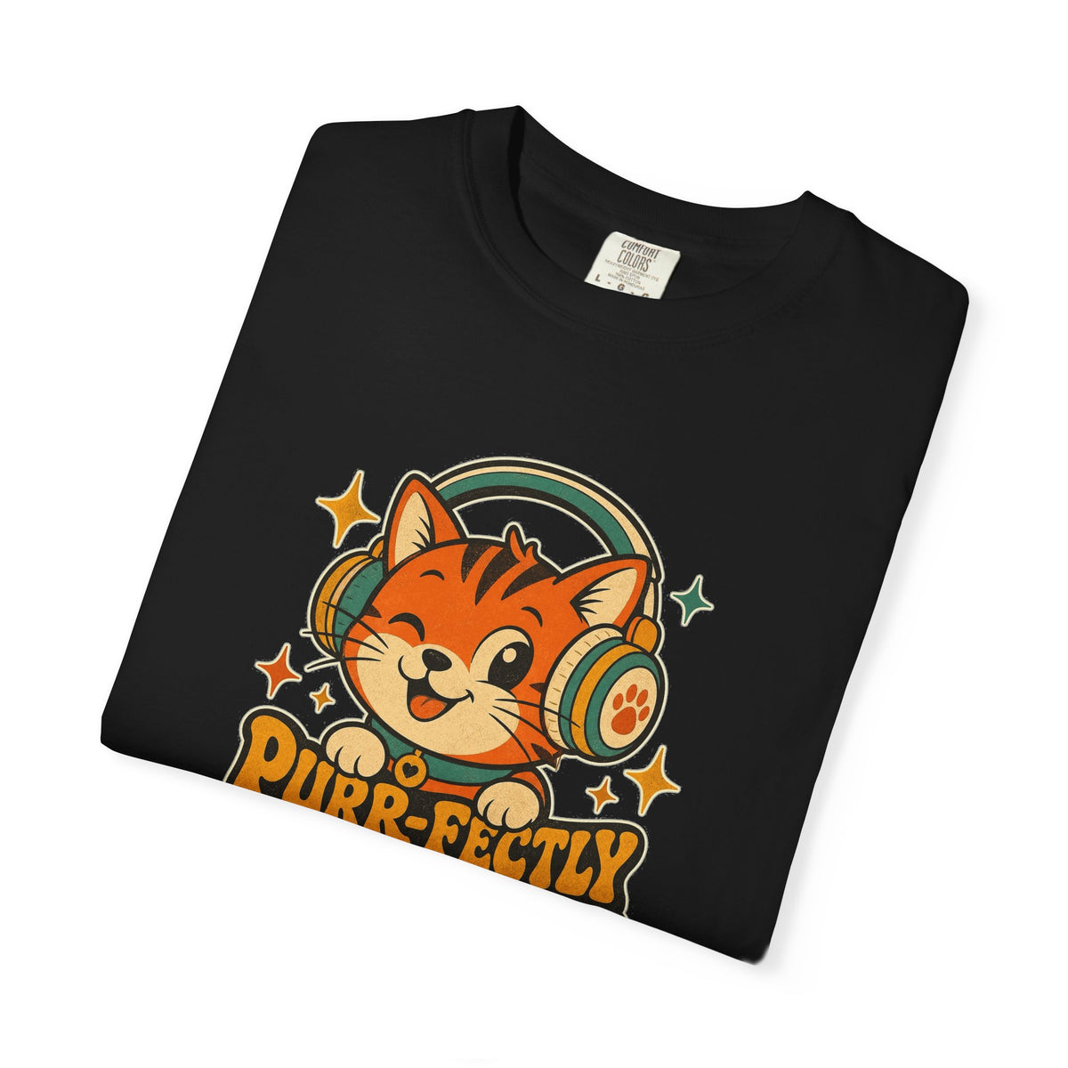 T-shirt rétro humour chat « Purr-fectly Awesome »