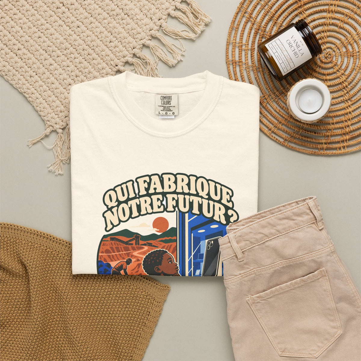 T-shirt message social « Qui fabrique notre futur? »