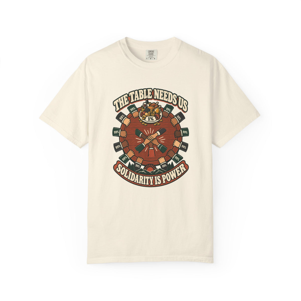 T-shirt message social « The Table Needs Us »