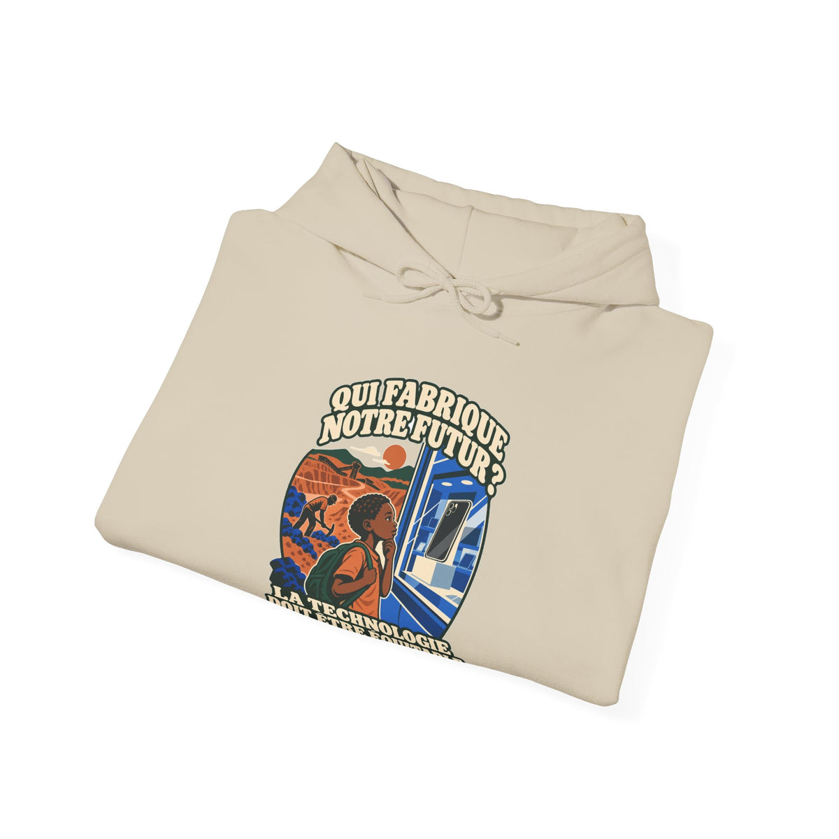 Hoodie message social « Qui fabrique notre futur? »