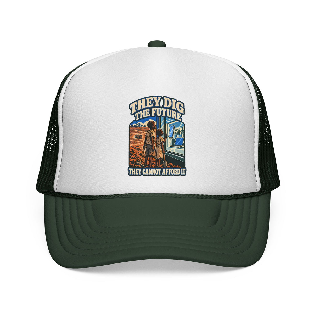 Casquette trucker message social « They Dig the Future »