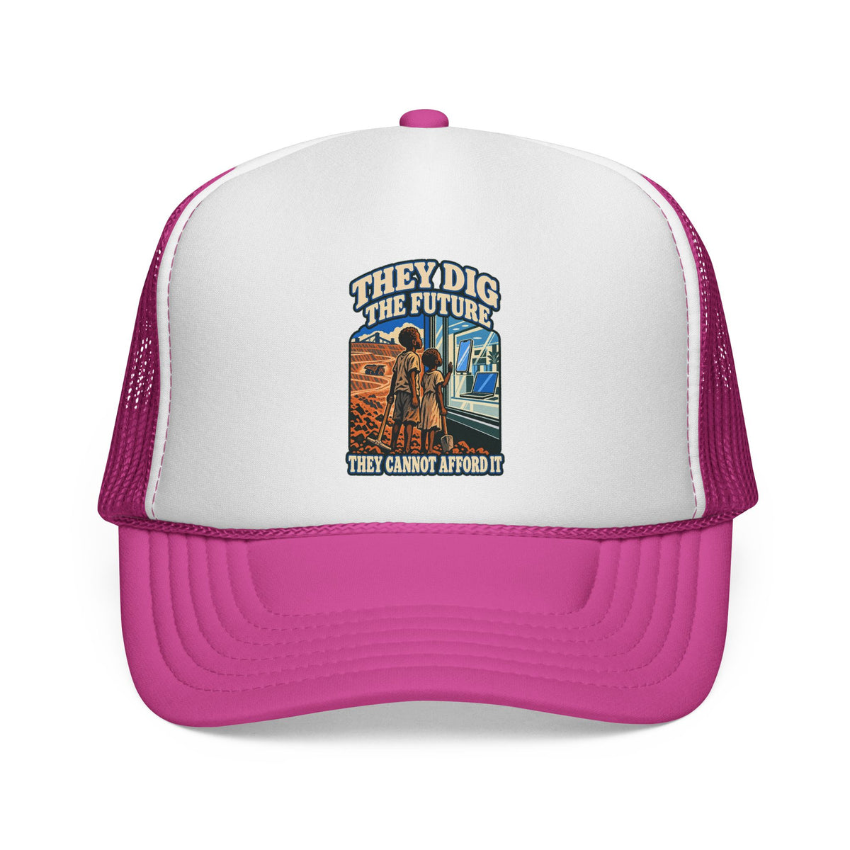 Casquette trucker message social « They Dig the Future »