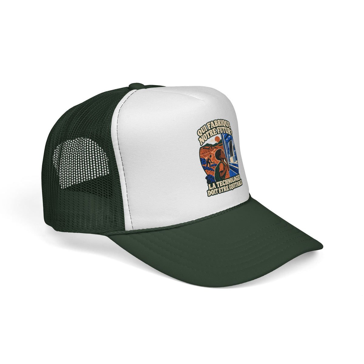 Casquette trucker message social « Qui fabrique notre futur? »