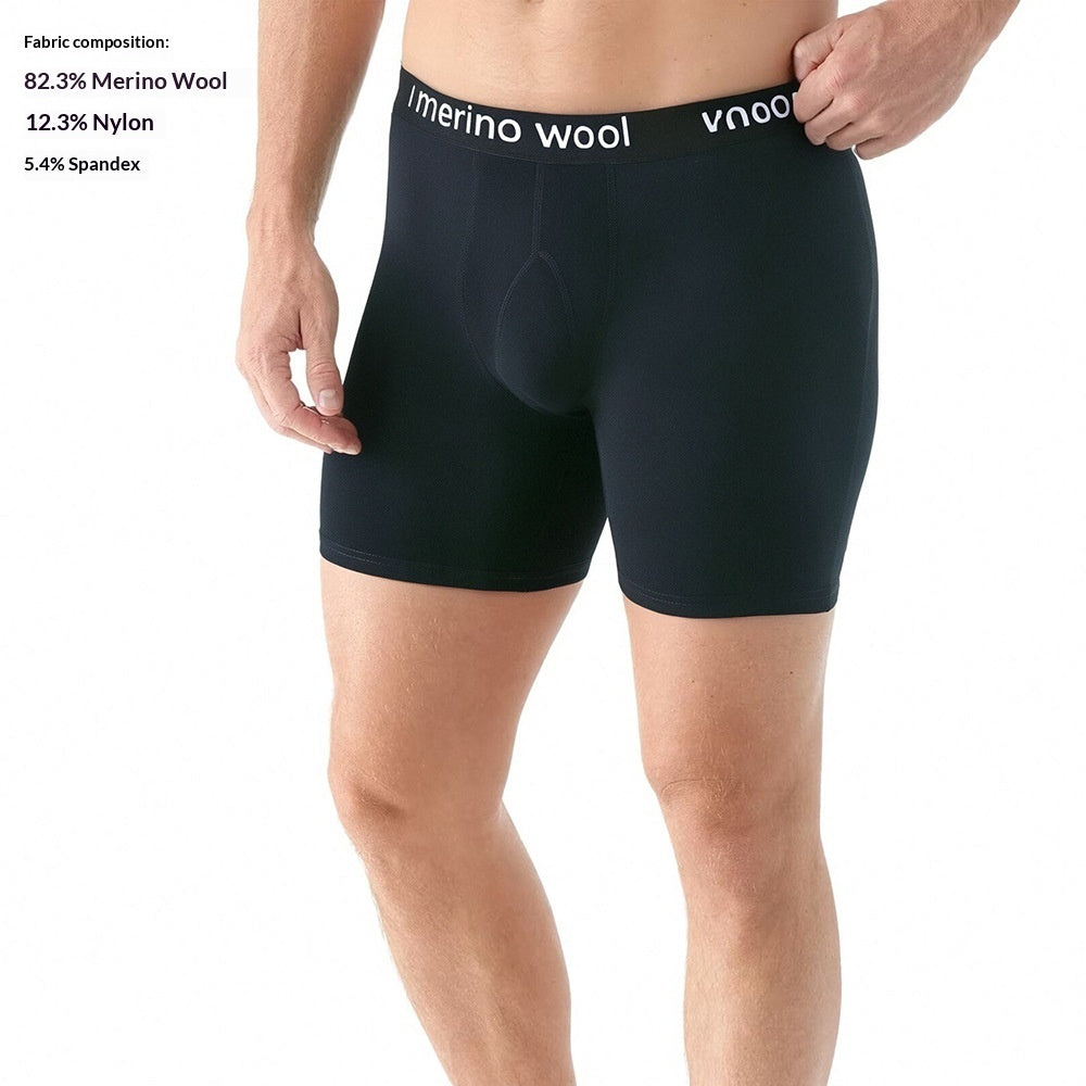 Boxer sport en laine noir, porté, vue de face