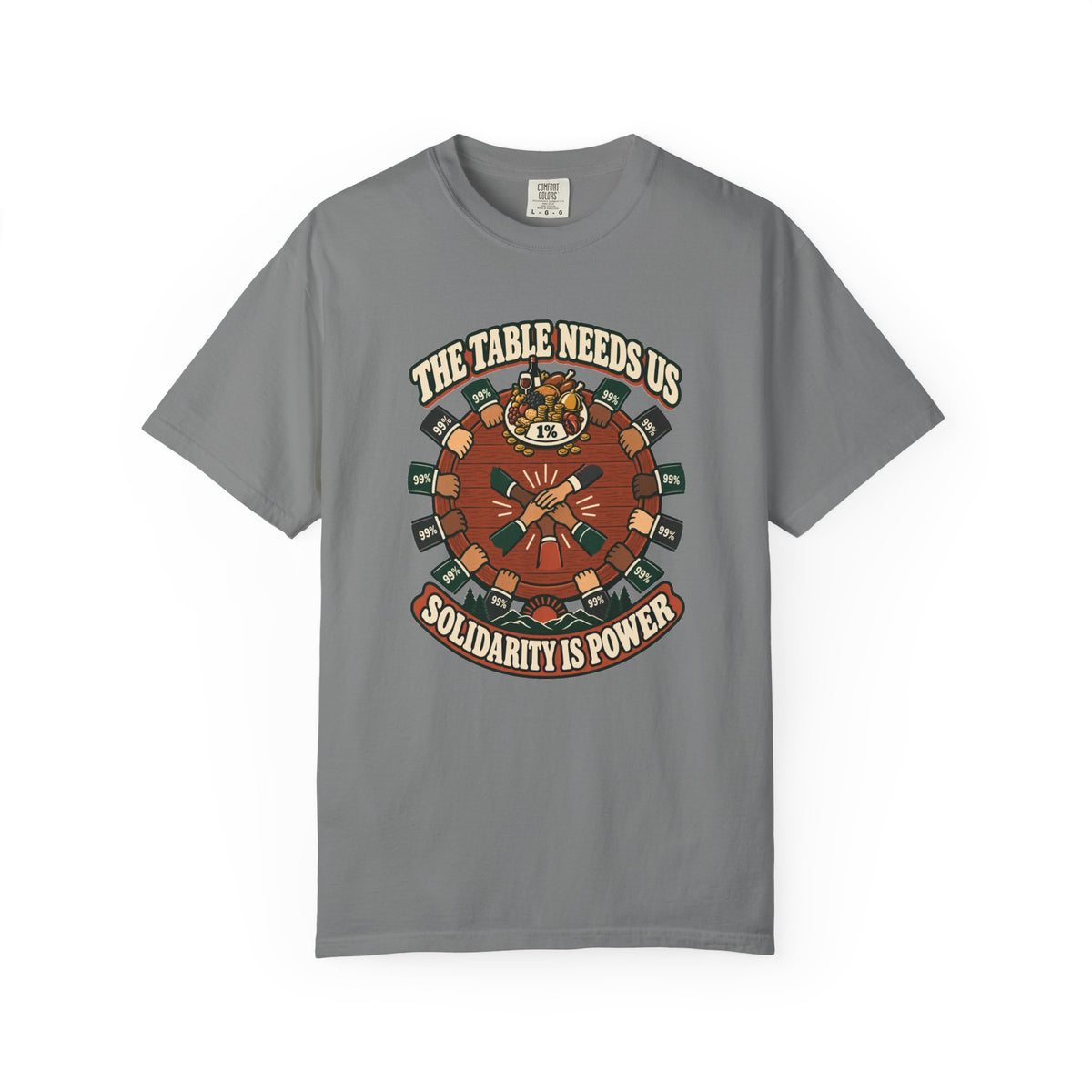 T-shirt message social « The Table Needs Us »