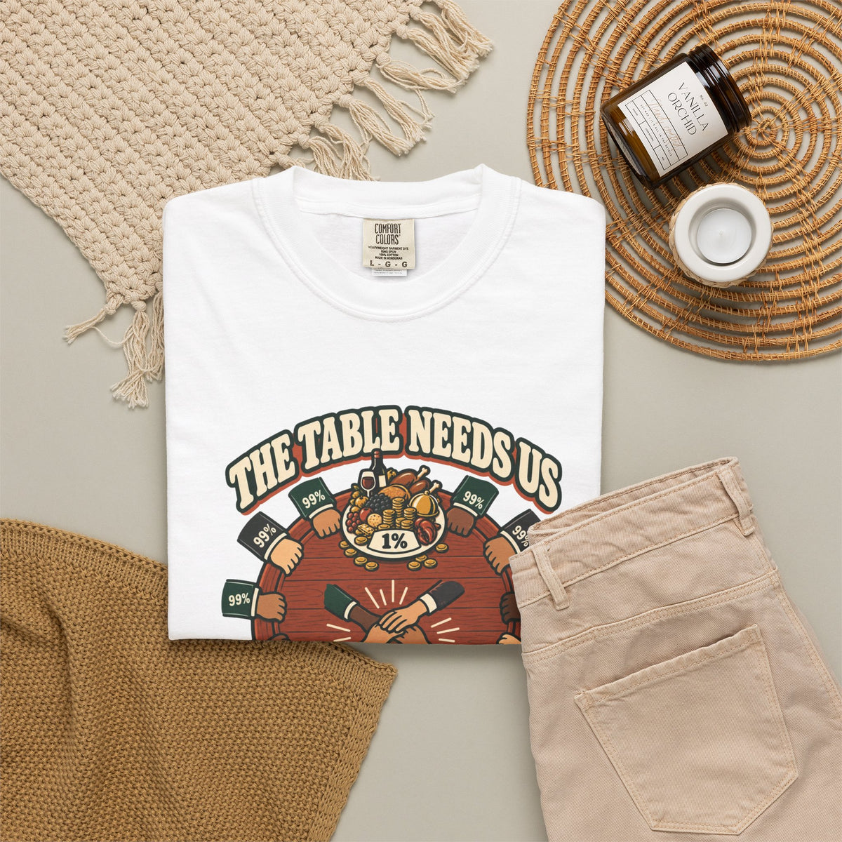T-shirt message social « The Table Needs Us »