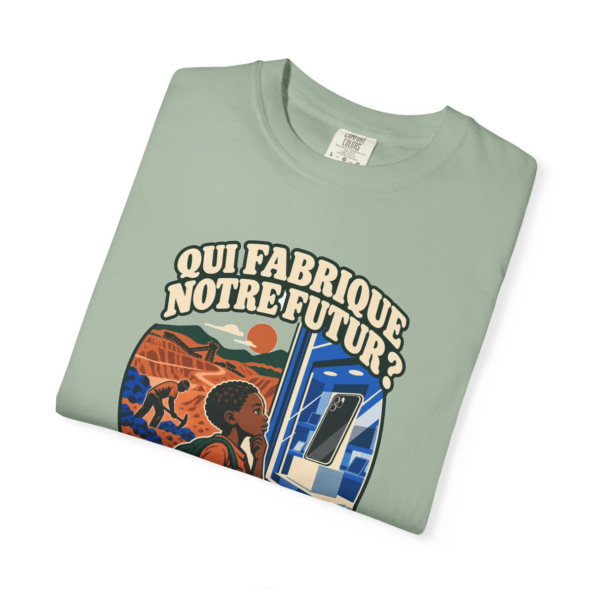 T-shirt message social « Qui fabrique notre futur? »