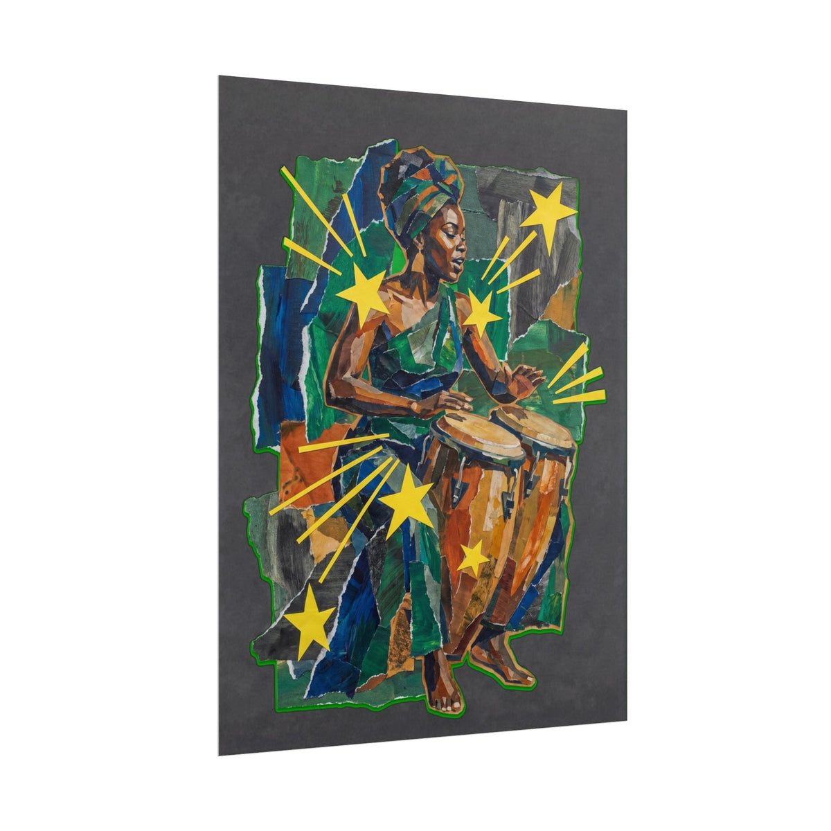Affiche art mural « Batteuse en collage »