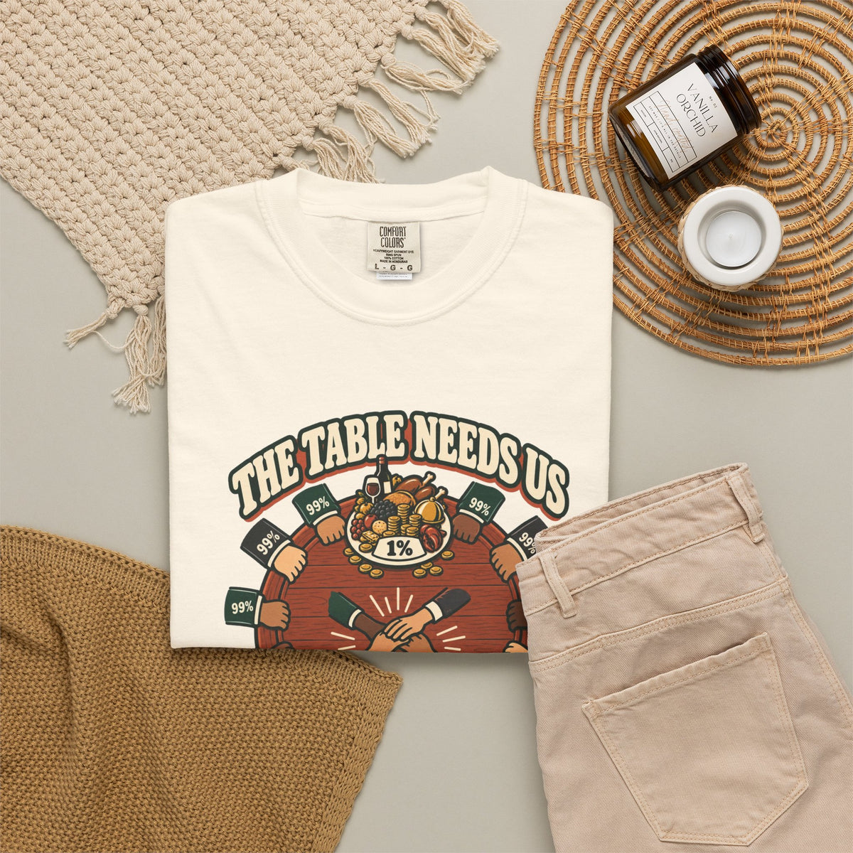 T-shirt message social « The Table Needs Us »