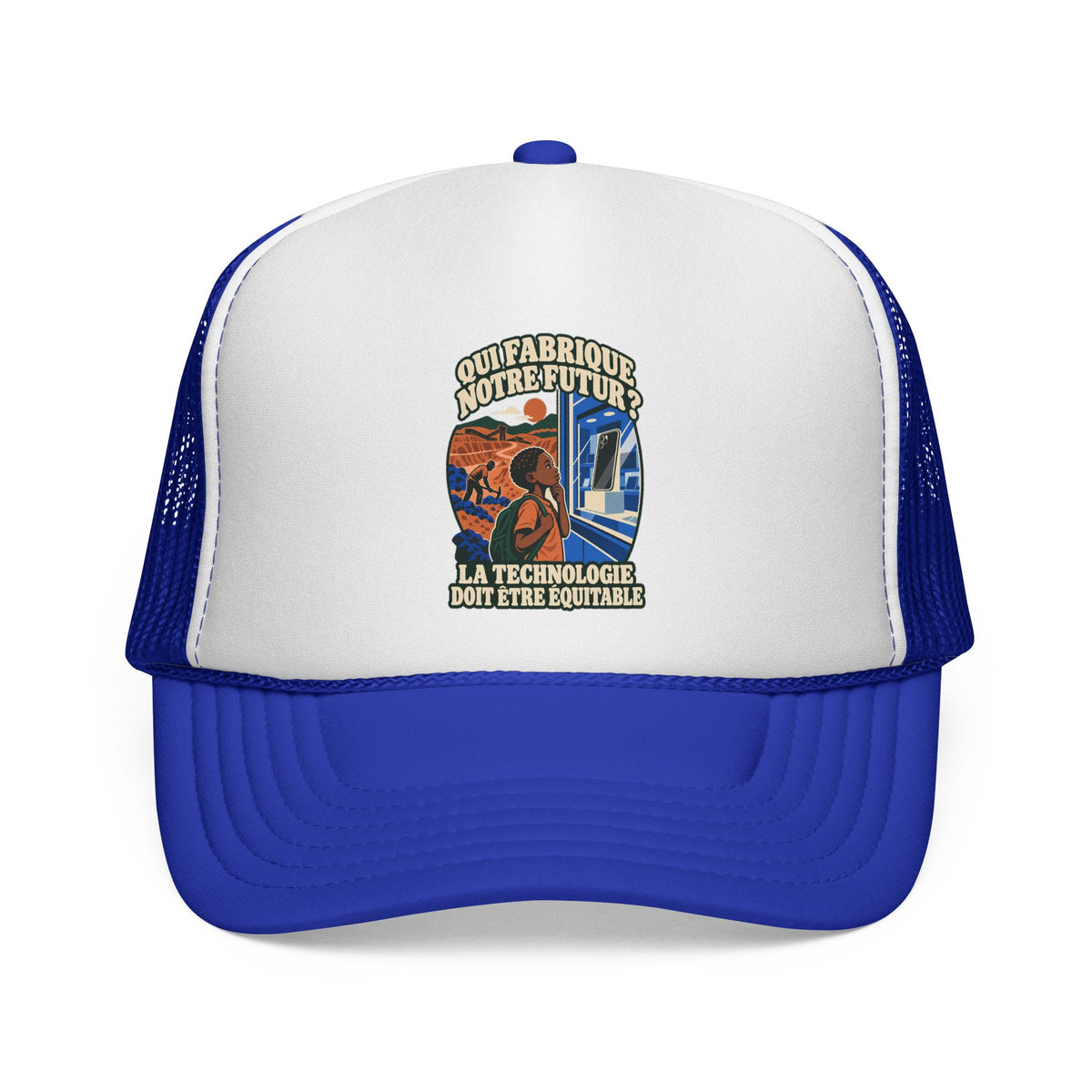 Casquette trucker message social « Qui fabrique notre futur? »