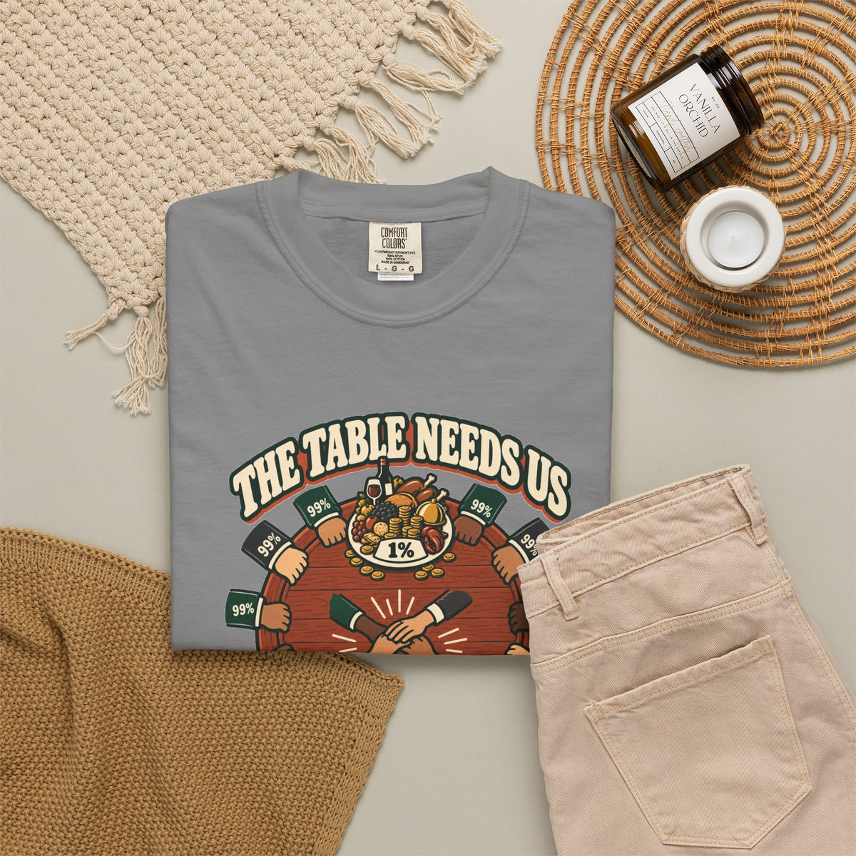 T-shirt message social « The Table Needs Us »