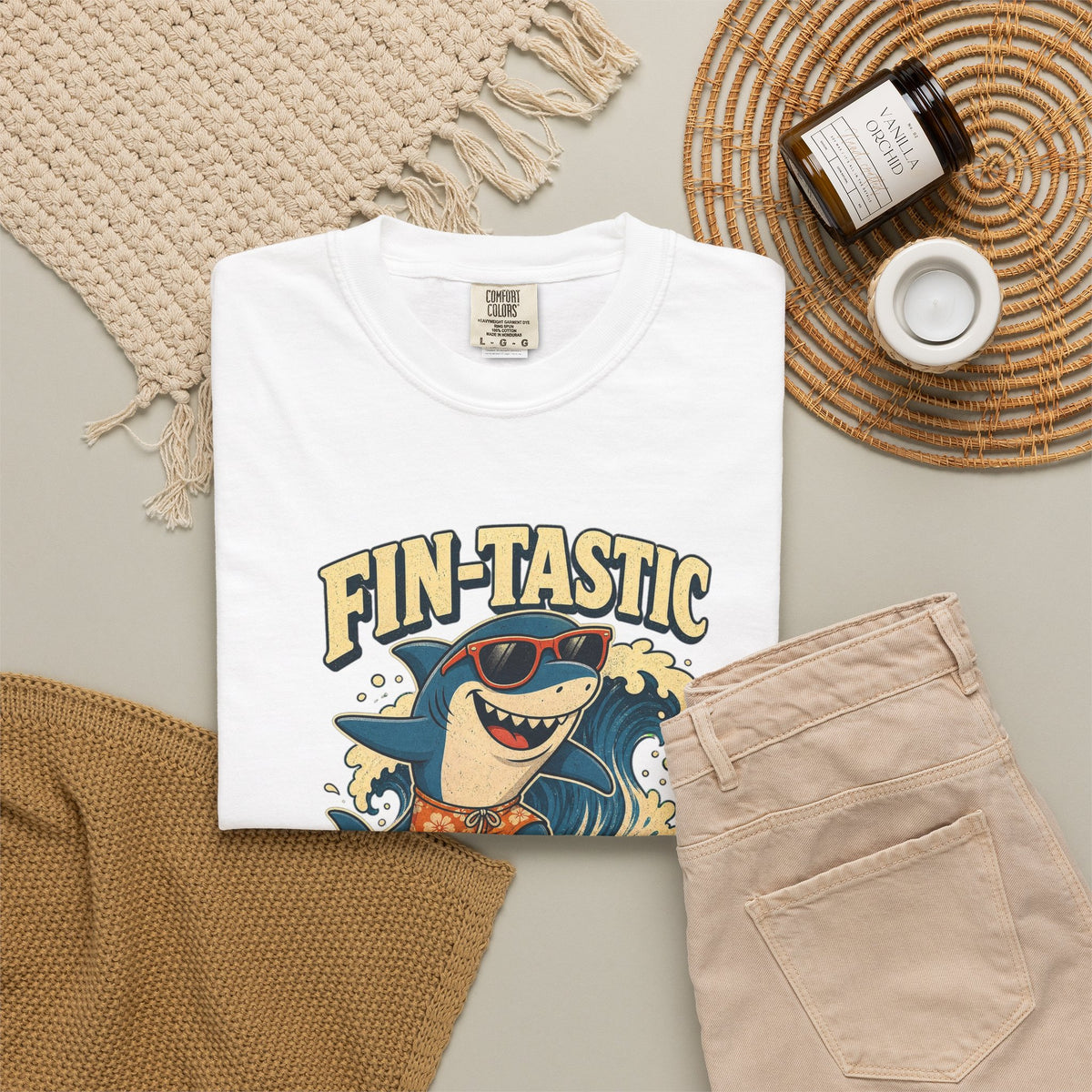 T-shirt rétro humour poisson « Fin-tastic Vibes Only »