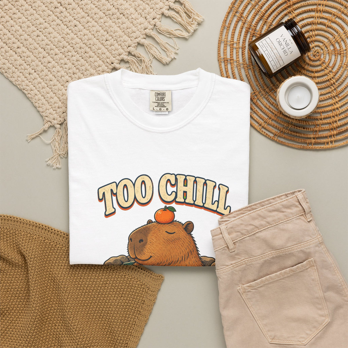 T-shirt rétro humour « Too Chill to Care »