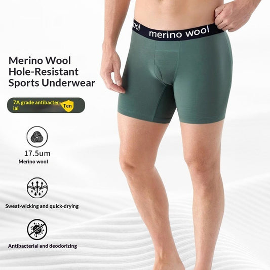 Boxer sport en laine vert algue, porté, avec caractéristiques produit