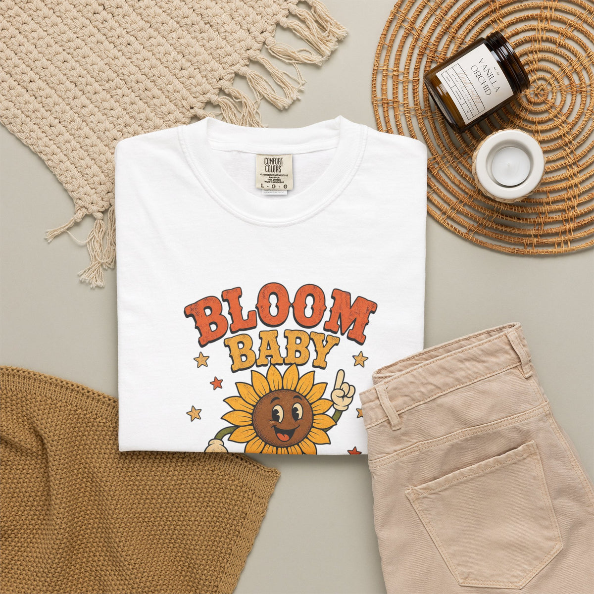 T-shirt rétro humour fleurs « Bloom Baby Bloom »